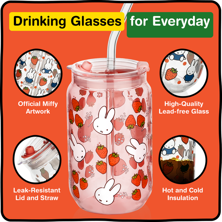 Miffy Strawberry Drinking Glasses - 16 oz
