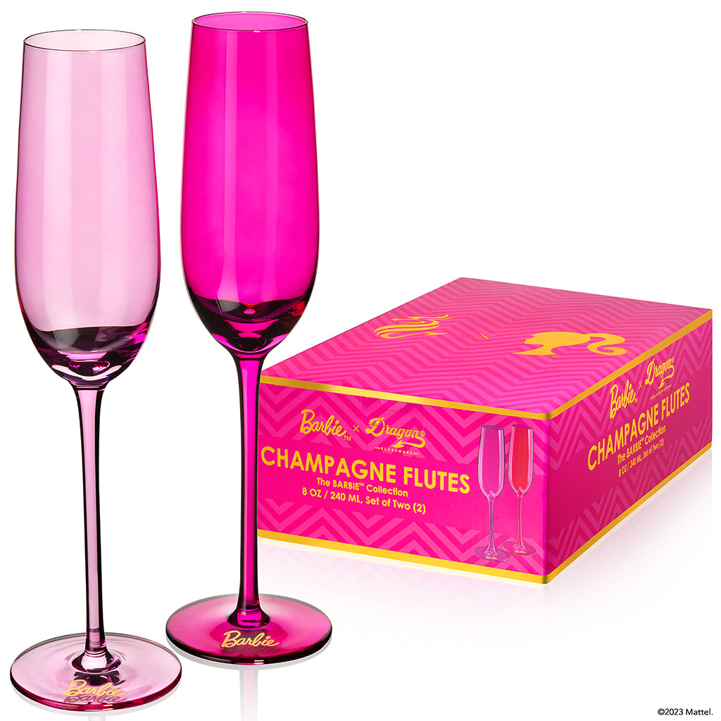 The Barbie Collection Champagne Flutes, Martini & Wine Glass Sets