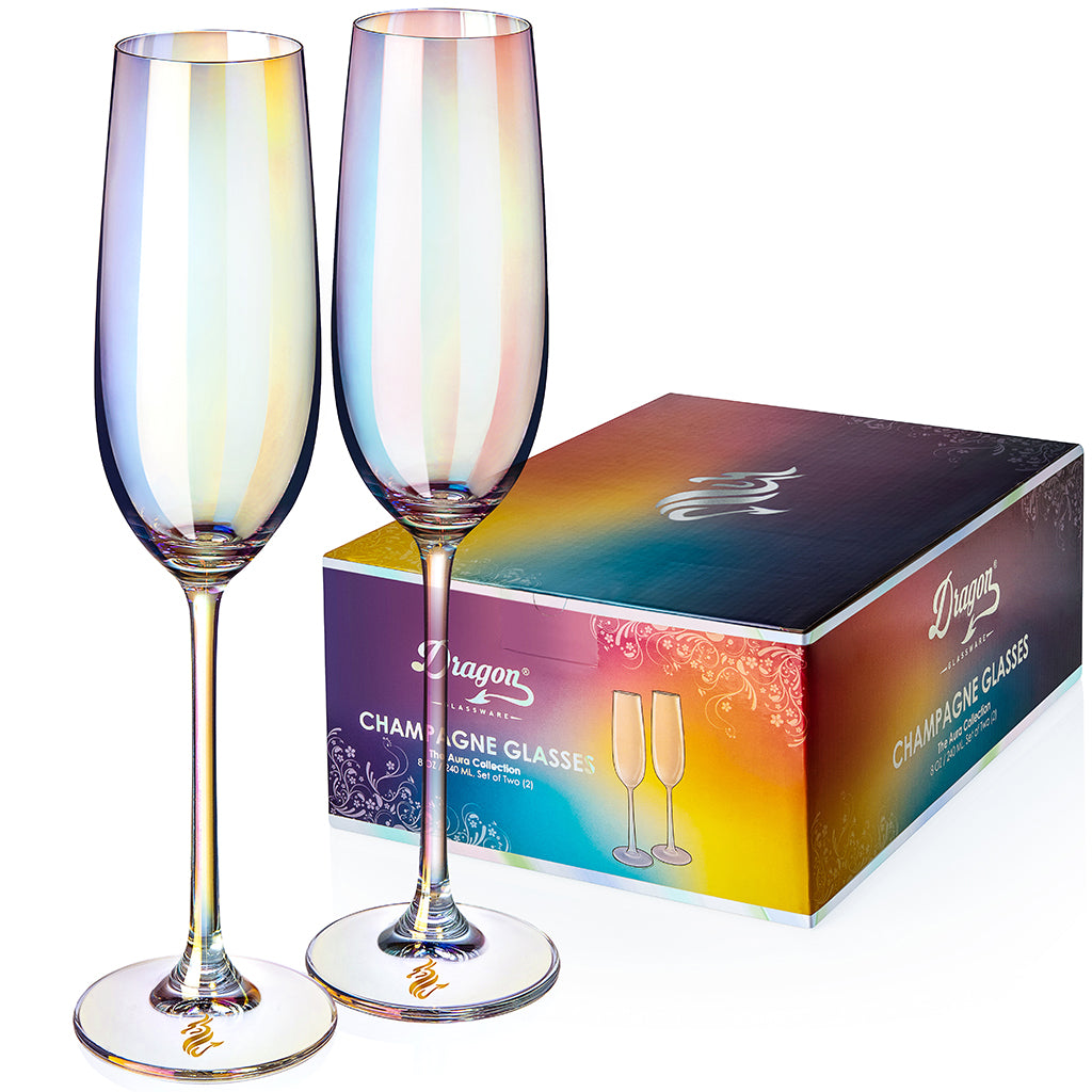 Champagne Flutes by Dragon Glassware