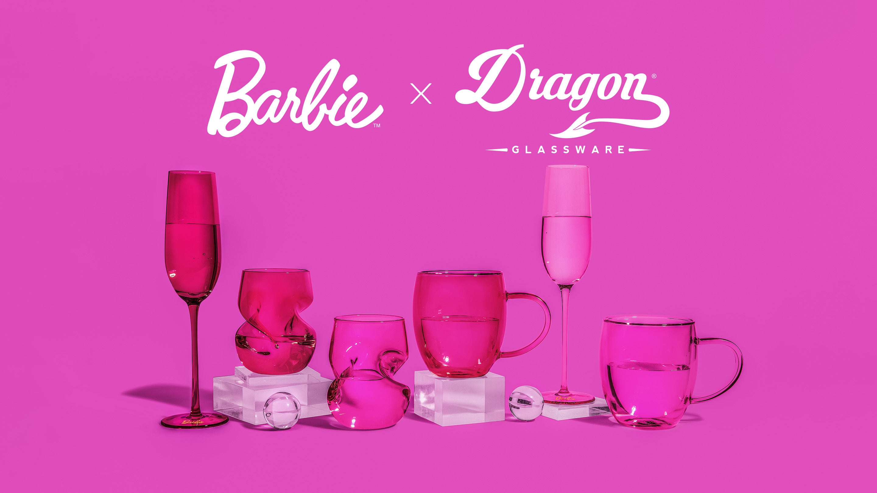 Barbie x Dragon Glassware Stemless Martini Glasses