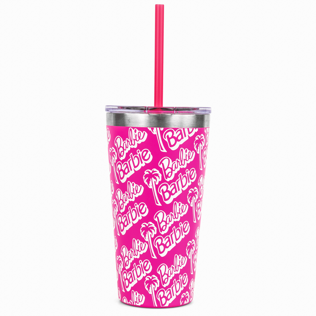 Barbie 24 Oz Cup, Plastic Drinking Cup With Straw 