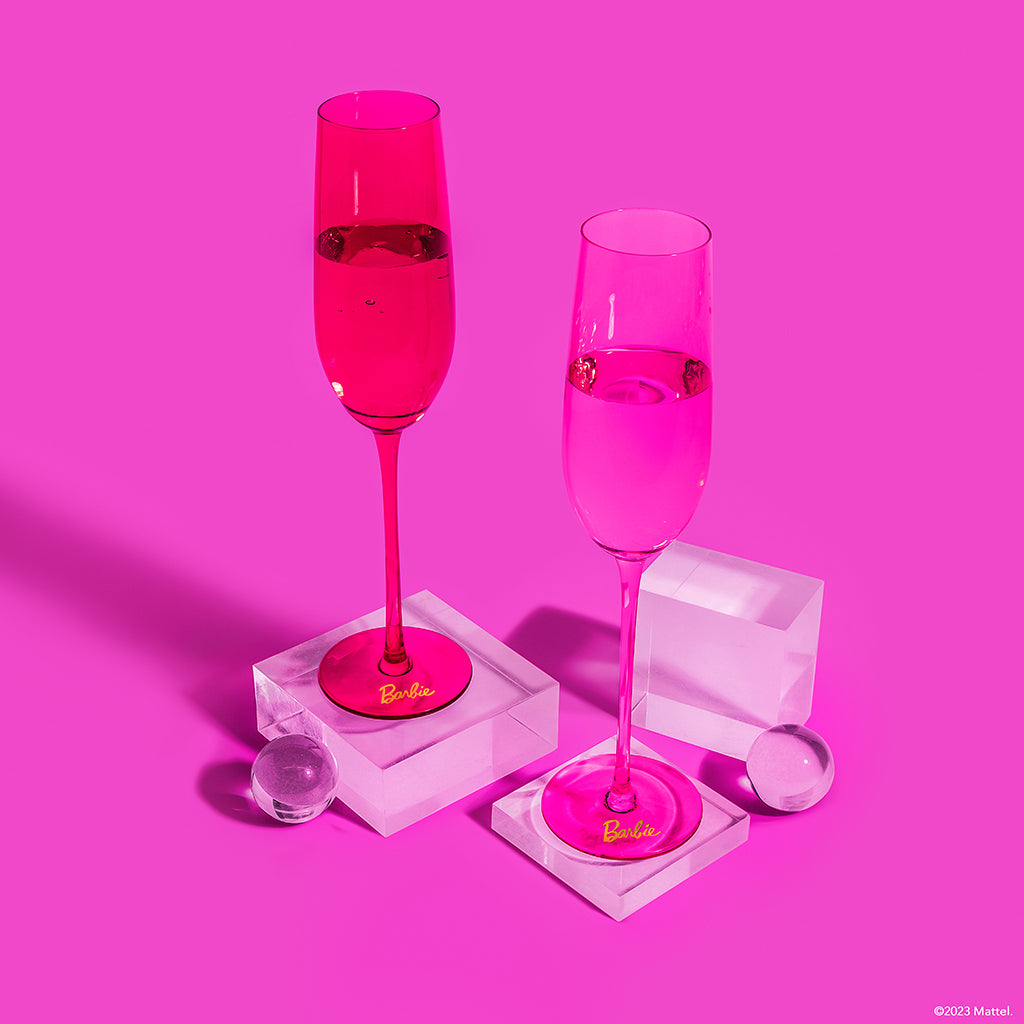 Barbie X Dragon Glassware 2 Martini Pink & Magenta Crystal Stemmed