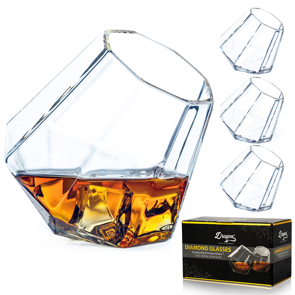 Luxury Old Fashion Whiskey Glasses Set of 4, Crystal Rocks Glasses, 10 oz Drinking Barware for Scotch Bourbon and Cocktail