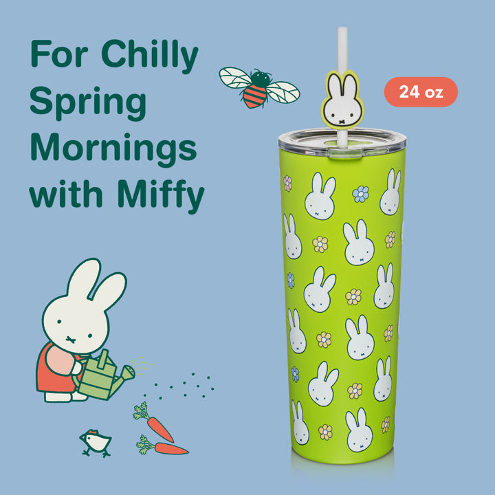 Miffy 24 oz Stainless Steel Tumbler with Topper, Green