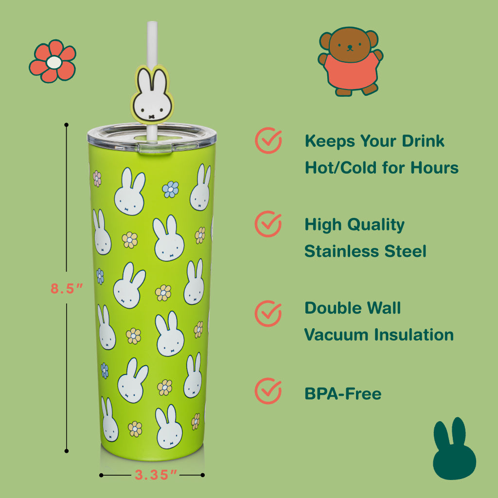 Miffy 24 oz Stainless Steel Tumbler with Topper, Green