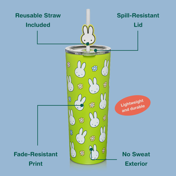 Miffy 24 oz Stainless Steel Tumbler with Topper, Green