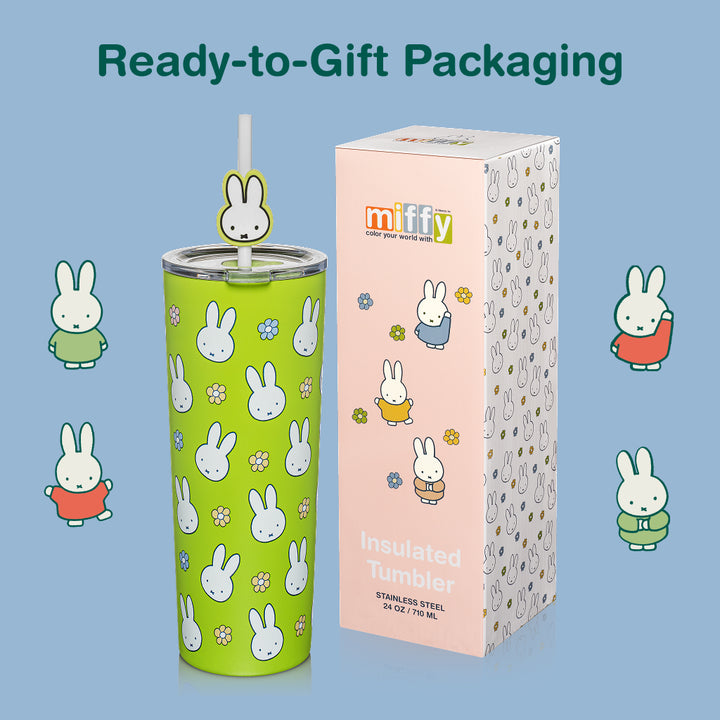 Miffy 24 oz Stainless Steel Tumbler with Topper, Green