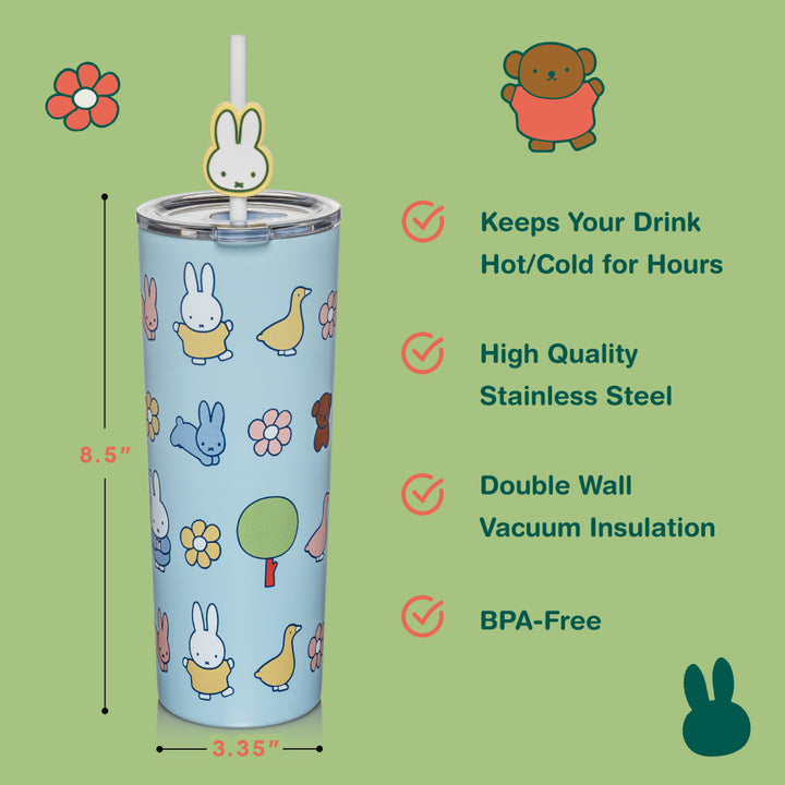 Miffy Spring Stainless Steel Tumbler with Topper - Blue