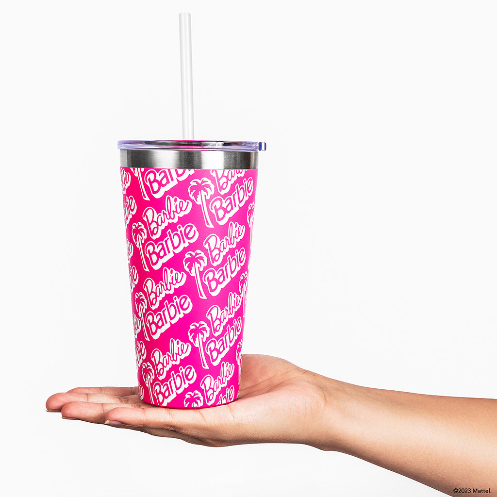 Let's Go Party Tumbler with Straw Personalize Name Hot Pink Barb