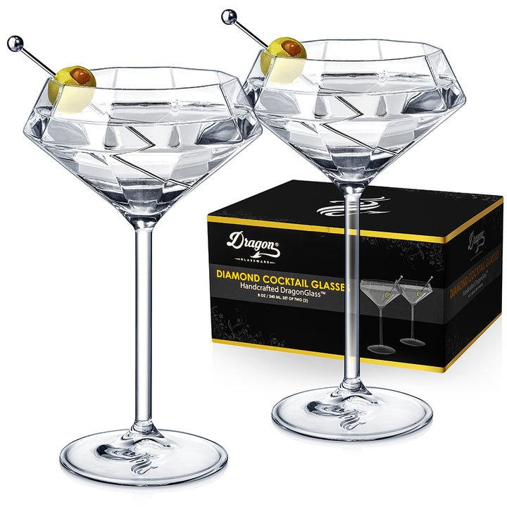 Diamond Martini Glasses - DRAGON GLASSWARE®