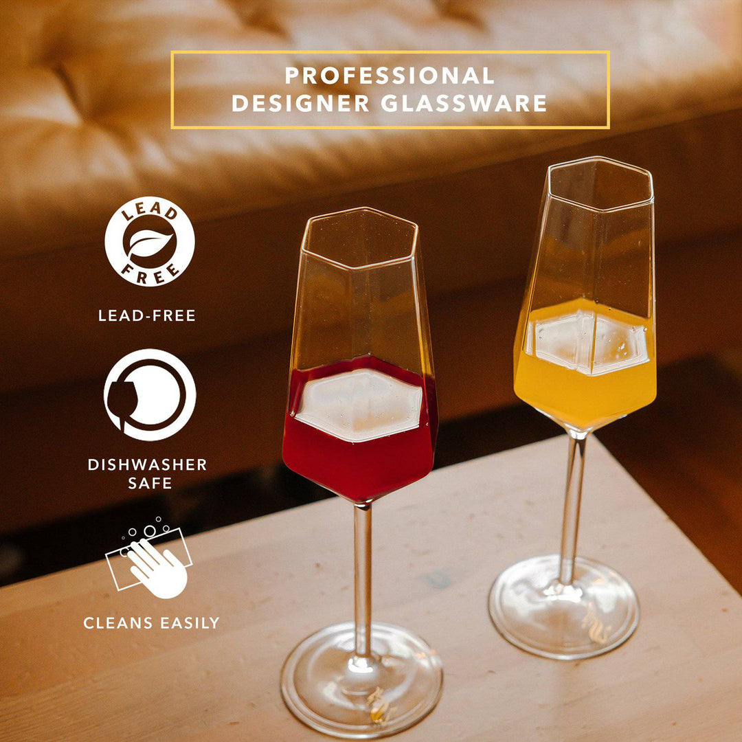 4 Pack Iridescent Champagne Flutes, Stemless Wine Glasses for Cocktails,  Mimosas, Bars (10 oz)